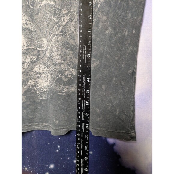 Vintage 90s Streetwear Mens Large Distressed Tribal Skeleton T-Shirt Gray USA - Picture 8 of 9